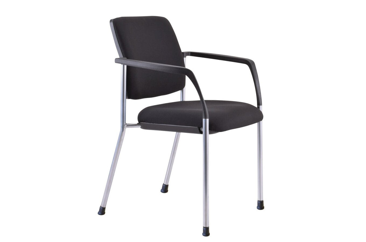 Buro Lindis 4 Leg Reflective Silver Frame, with Arms, Black Fabric - view 2