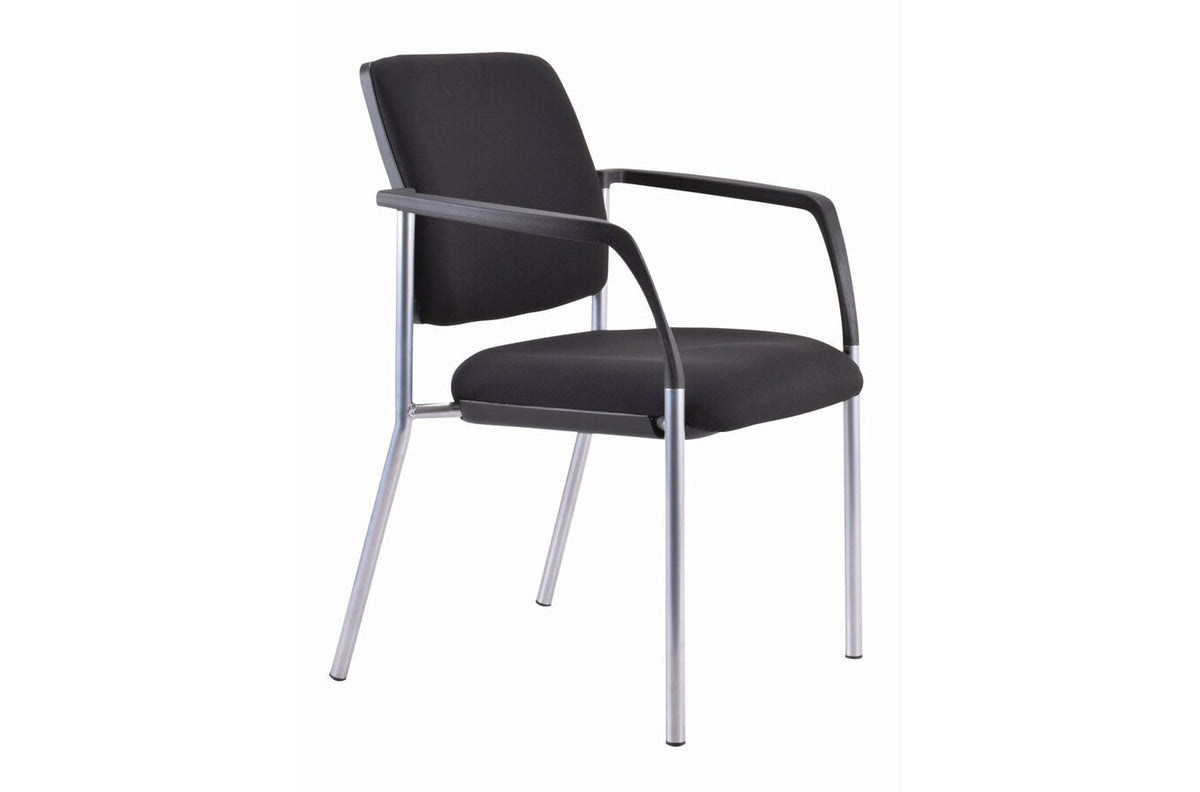 Buro Lindis 4 Leg Reflective Silver Frame, with Arms, Black Fabric