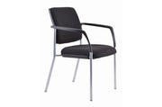 Buro Lindis 4 Leg Reflective Silver Frame, with Arms, Black Fabric