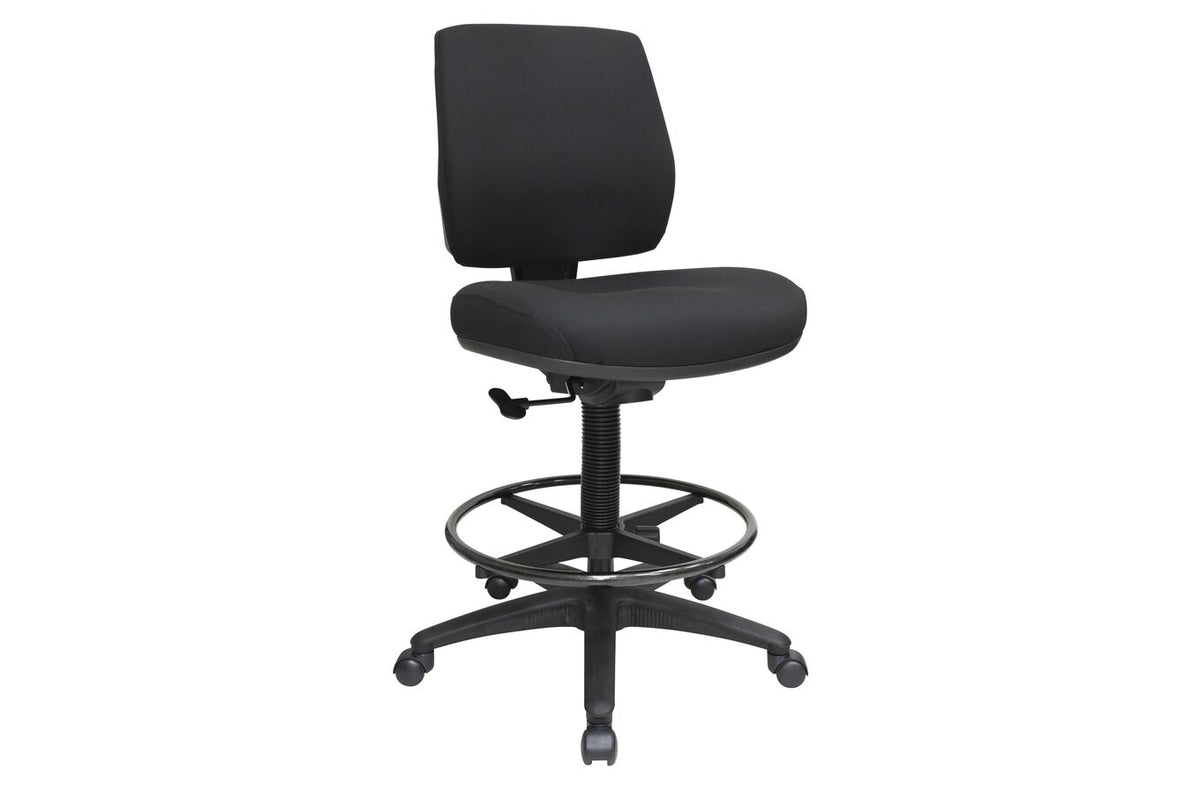 Buro Roma 1 Lever Mid Back Drafting Chair, Black Fabric