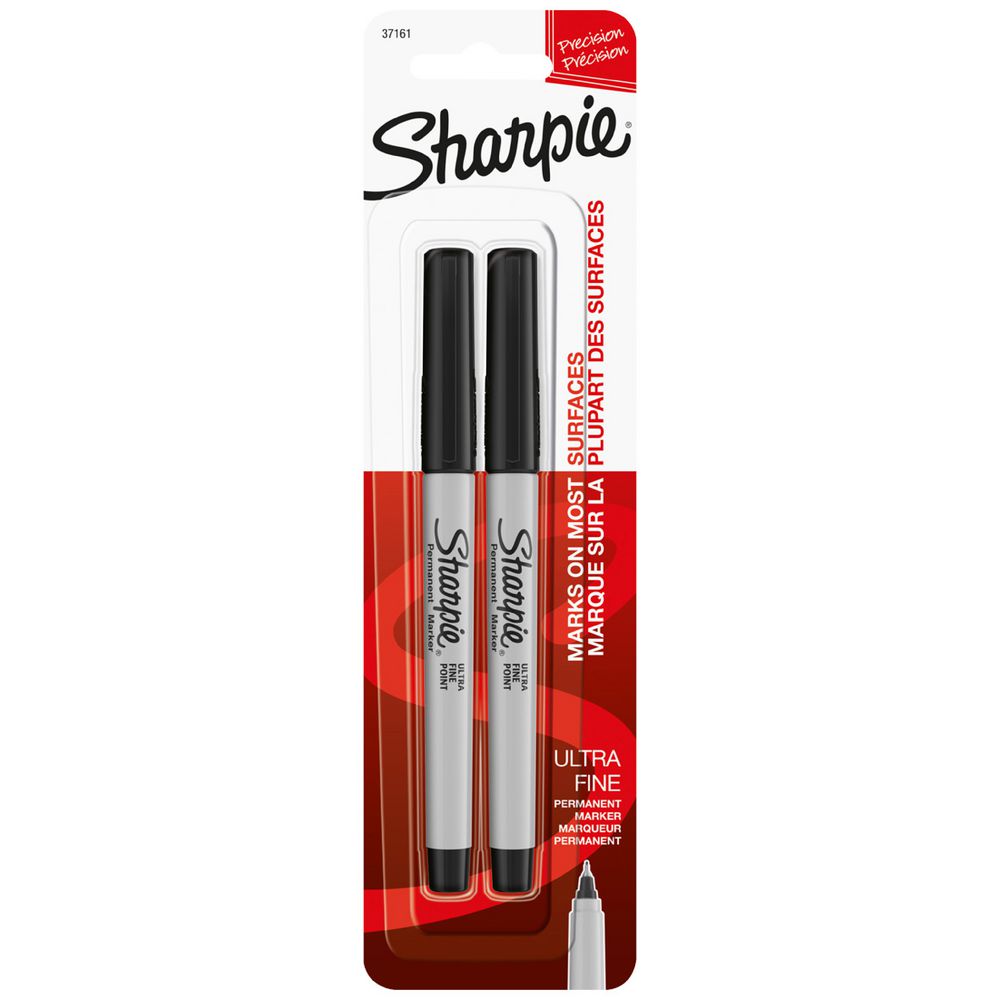 Sharpie Ultra Fine Permanent Markers (0.3mm) - Black (Pack of 2)