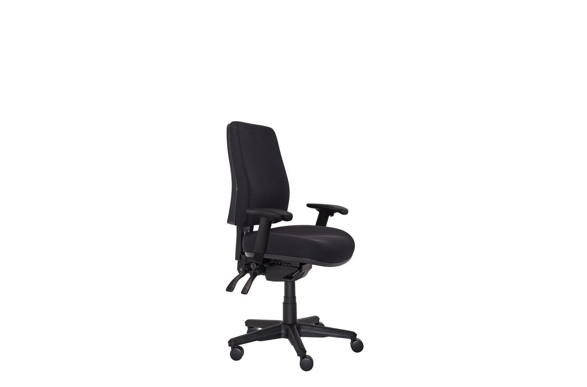 Buro Roma 3 Lever High Back Chair, with Arms, Black Fabric