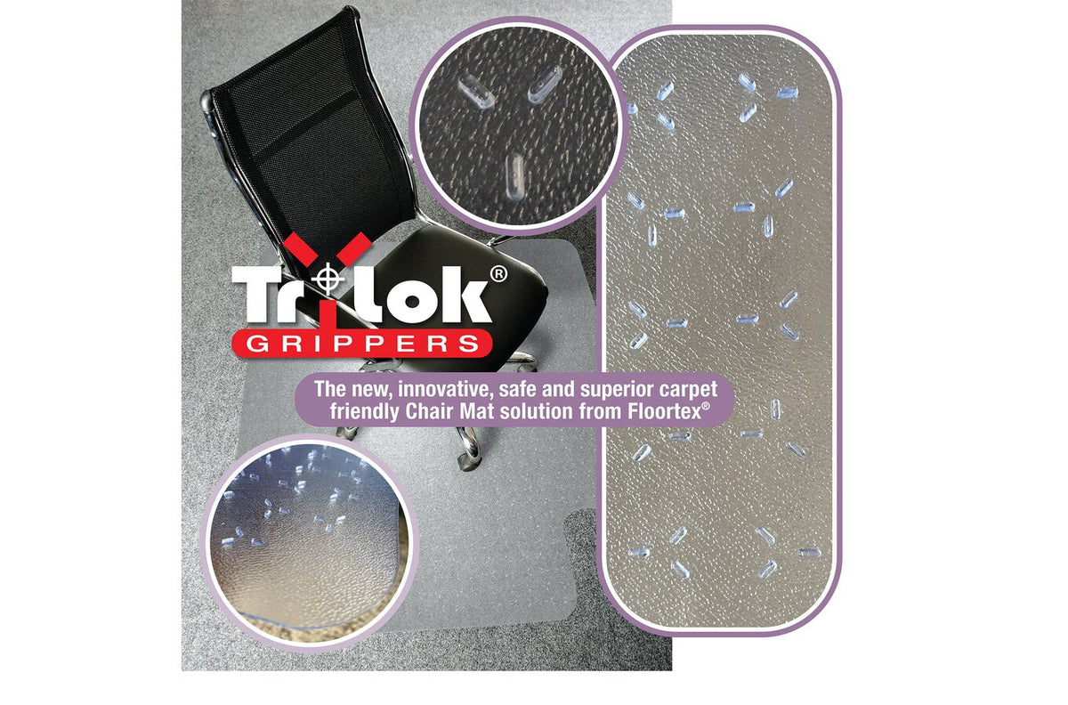 Floortex Trylok Chair Mat PVC Low Pile Carpet 115 x 134cm Keyhole - view 2