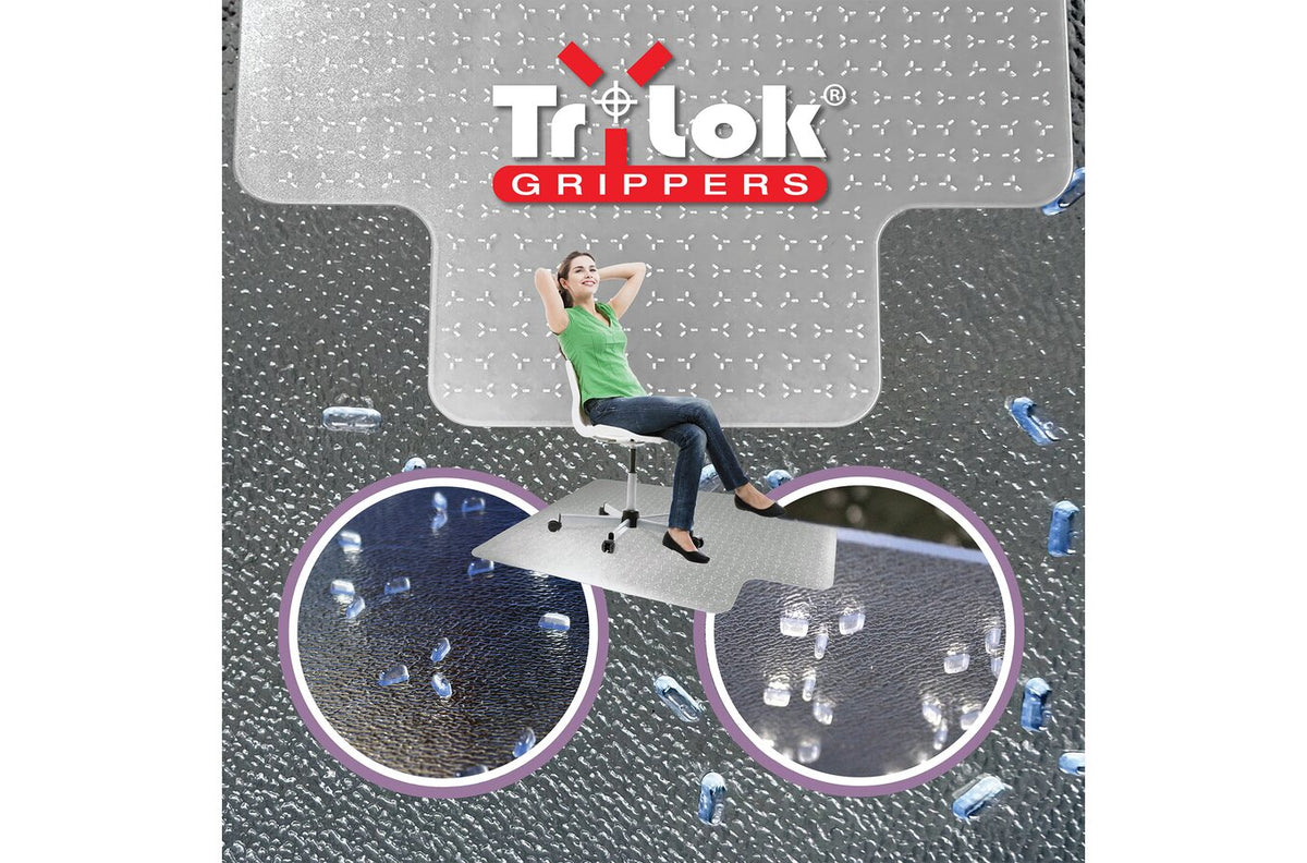 Floortex Trylok Chair Mat PVC Low Pile Carpet 115 x 134cm Keyhole - view 4