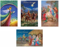 Christmas Cards 115X177MM Textured Foil Religious Box of 10
