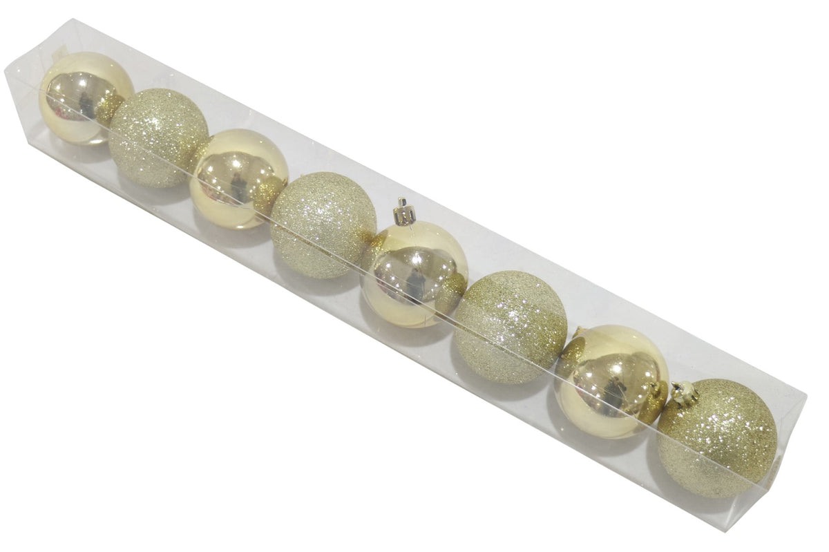 Decoration Christmas Baubles 60MM 8 Pieces Shiny and Glitter Gold