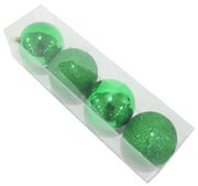 Decoration Christmas Baubles 80MM 4 Pieces Shiny and Glitter Green
