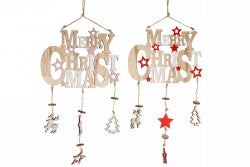 Christmas Decoration Wooden Hanging Plaque 600X260MM 2 Assorted