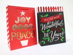 Gift Bag Christmas Foil Greetings Large 2 Assorted