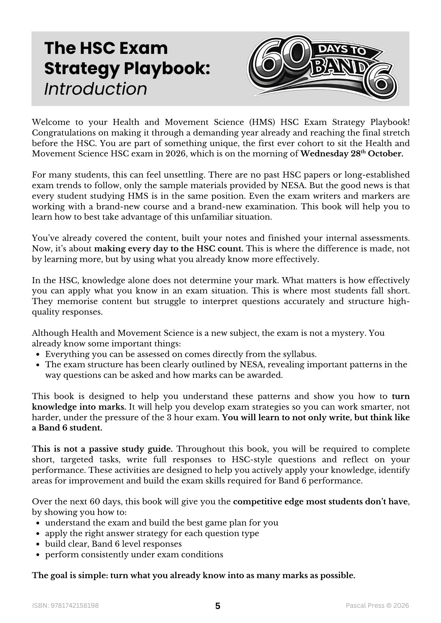 Excel 60 Days to Band 6 Health and Movement Science inside page 2 of 10