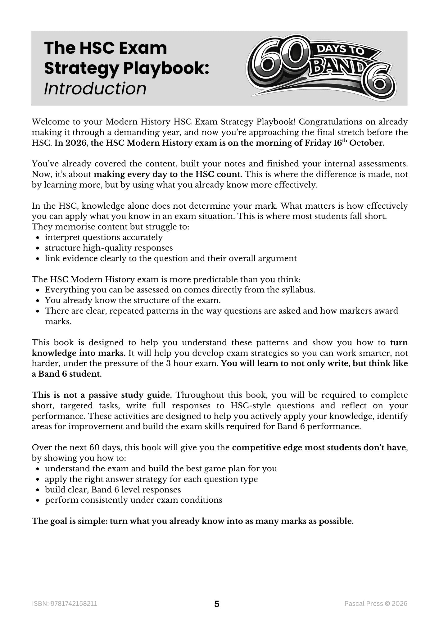 Excel 60 Days to Band 6 Modern History inside page 2 of 10