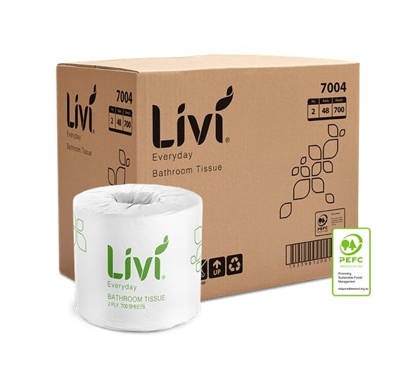Livi Basics Toilet Tissue 2 Ply 700 Sheets (Box of 48)