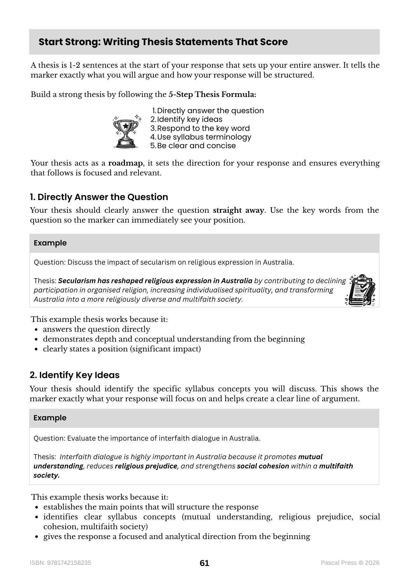 Excel 60 Days to Band 6 Studies of Religion II inside page 7 of 10