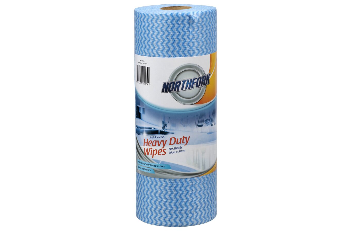 Northfork Heavy-Duty Antibacterial Perforated Wipes - 45m, 90 Sheets
