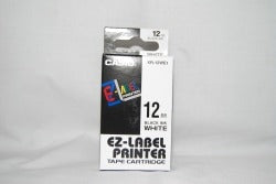 Casio XR-12WE Label Tape 12mm - Black on White