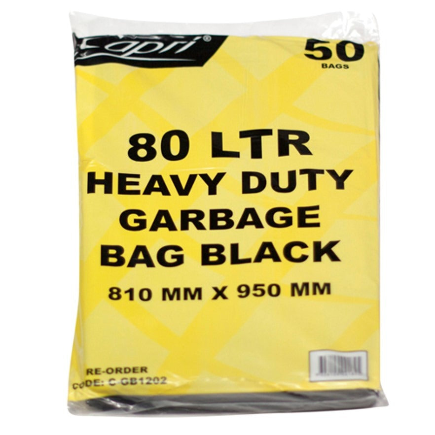 Capri Garbage Bags 80L - Black (Pack of 50)