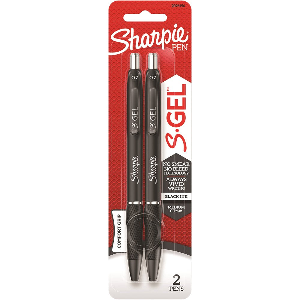 Sharpie S-Gel Retractable Gel Pens (0.7mm) - Black (Pack of 2)