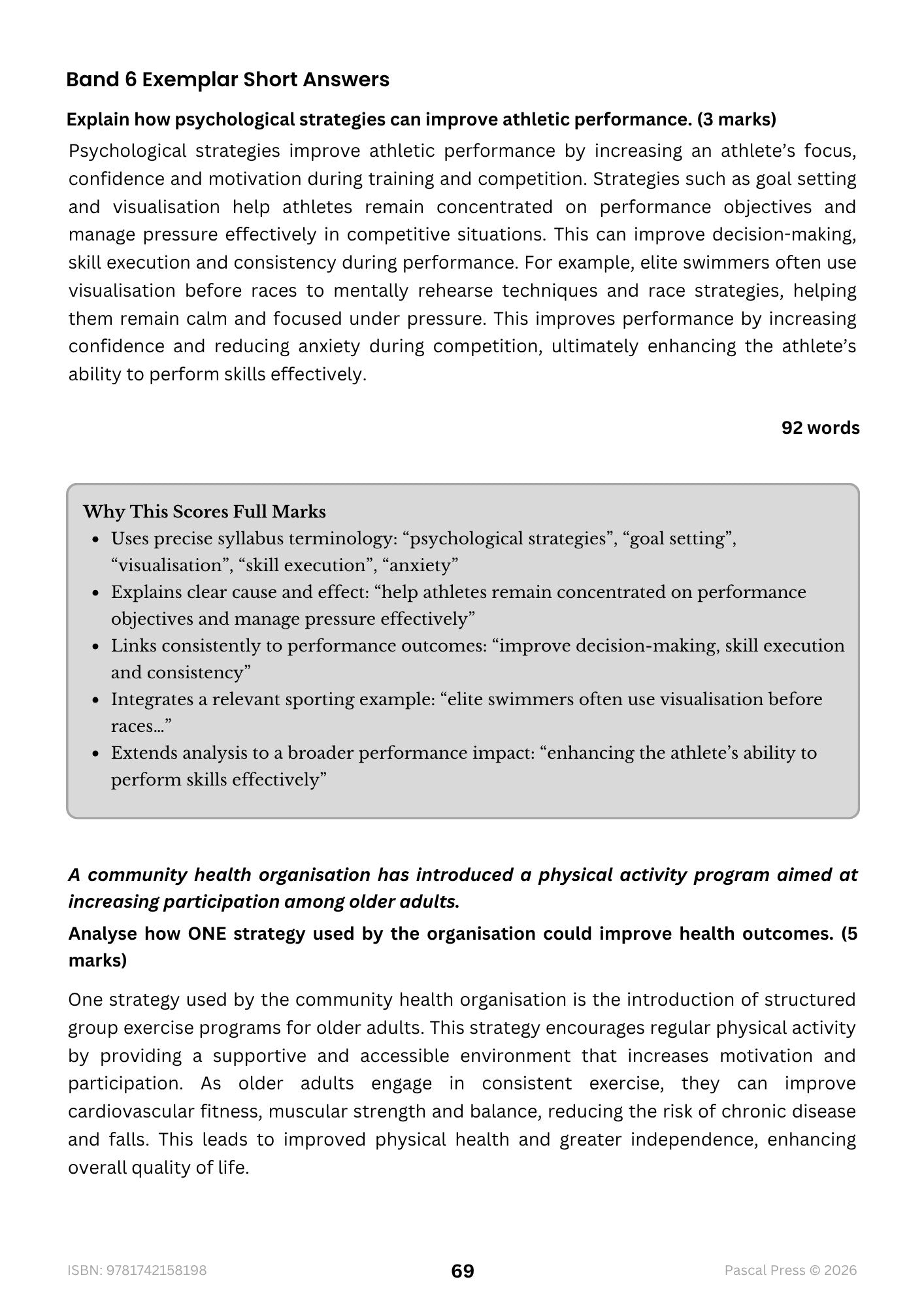 Excel 60 Days to Band 6 Health and Movement Science inside page 7 of 10