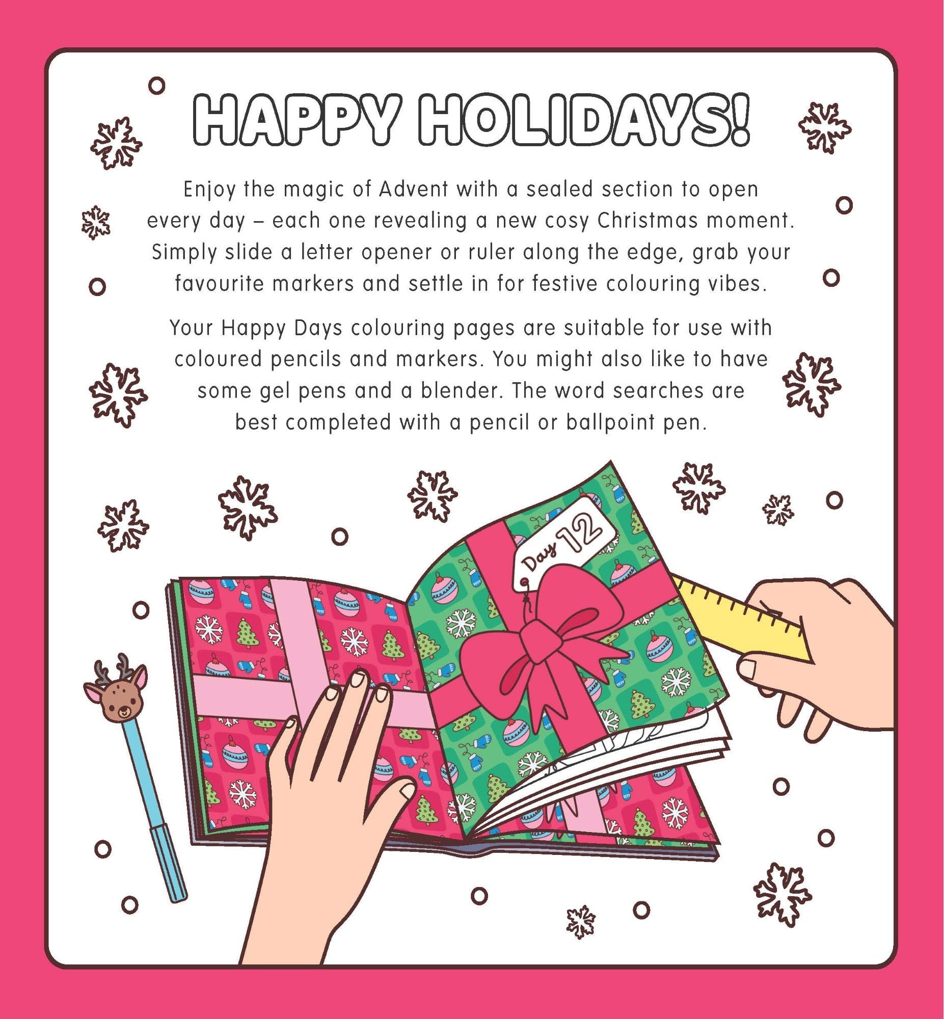 Happy Days - Cosy Christmas Advent Colouring Book (Hardback Edition) — inside page 1