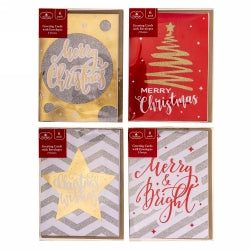 Christmas Cards Glitter Foil 11 X 15CM Box of 6