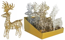 Christmas Decoration Glitter Wire Reindeer 4 Assorted