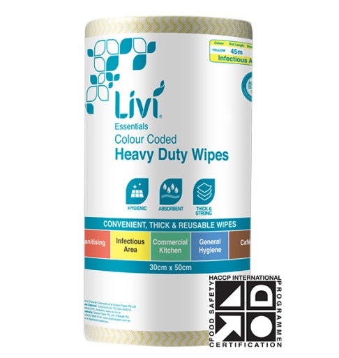 Livi Essentials Commercial Wipes - Yellow (Box of 4)