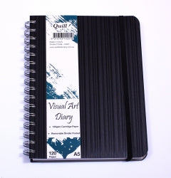 Quill Visual Art Diary Premium - A5 With Pocket Black (120 Page)