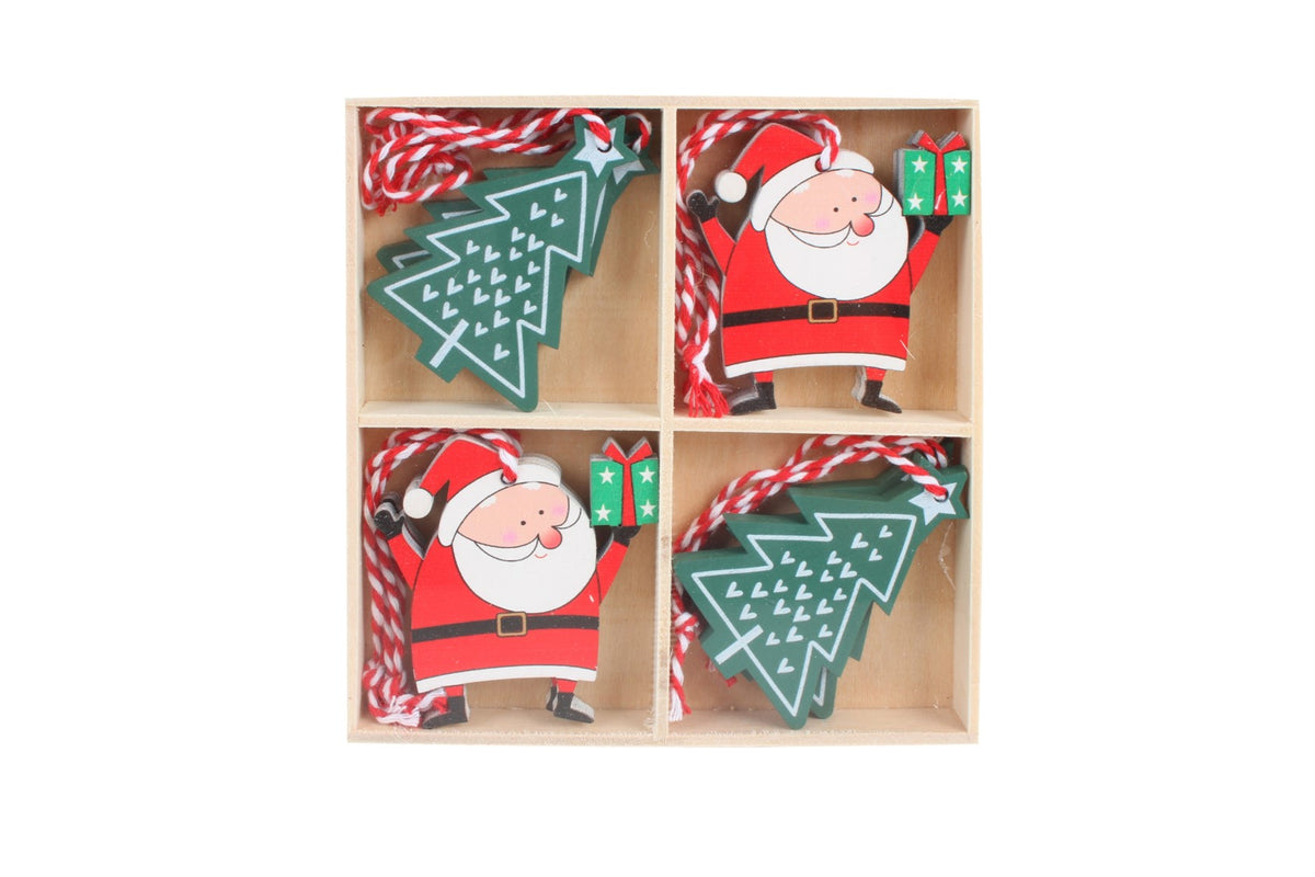 Christmas Decoration Tree 13X13CM Hanging Santa Set of 8
