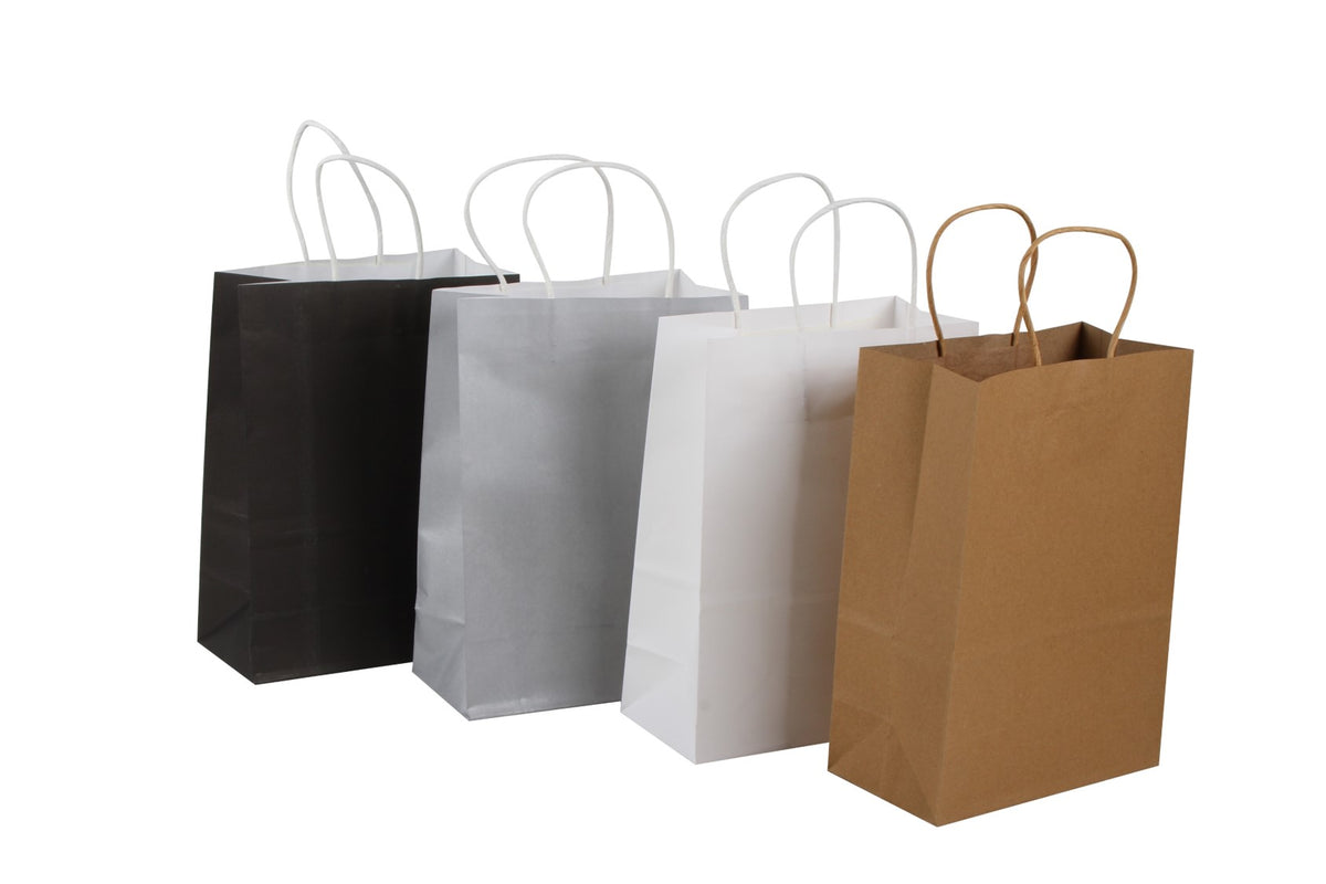 Gift Bag Plain 18.5X25.5CM Blk Gld Sil Wh Medium
