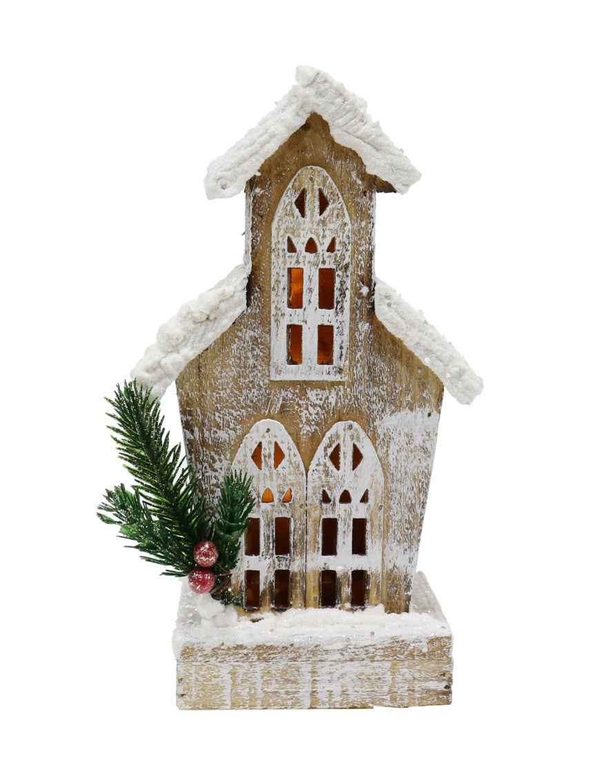 Christmas Heritage 11X8X25CM LED Snowy House 2XAA Batteries Not Included