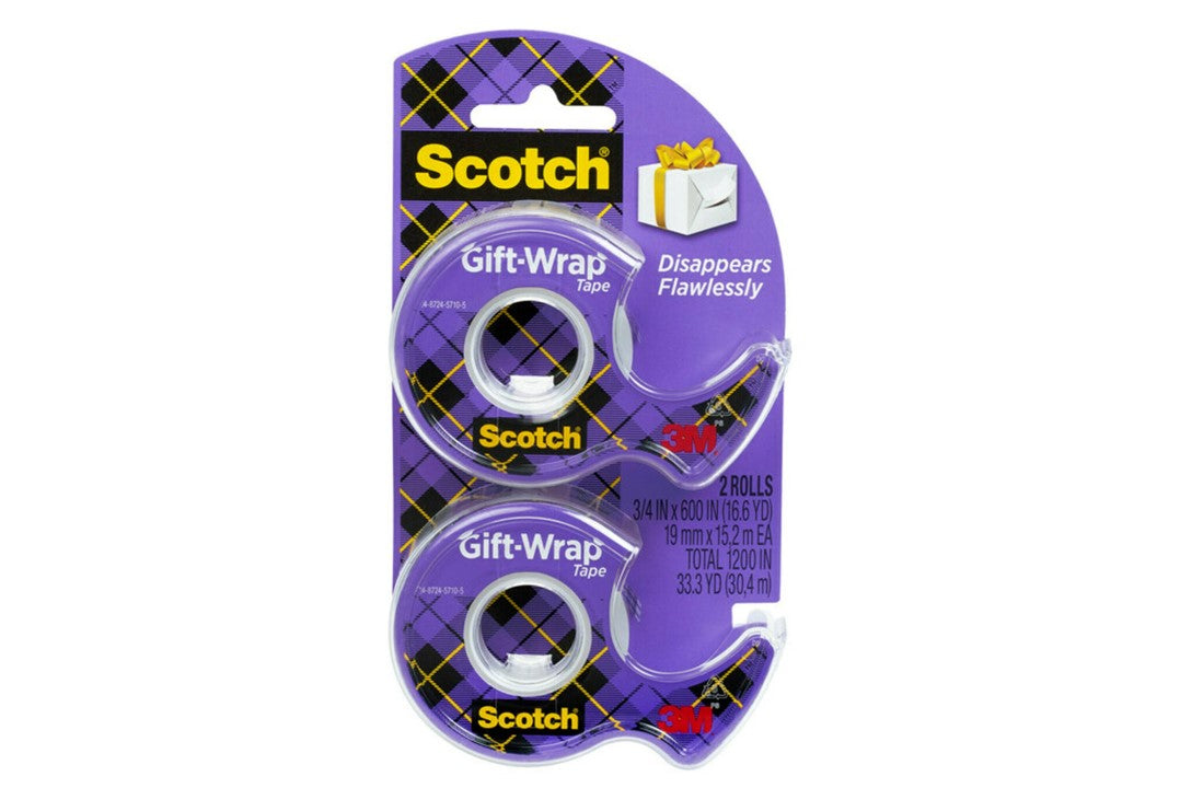 Scotch Gift Wrap Tape Clear 19mm x 16.5m Twin Pack