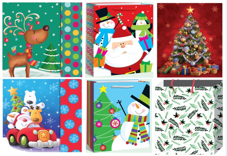 Gift Bag Christmas 330X457X102MM Extra Large 6 Assorted