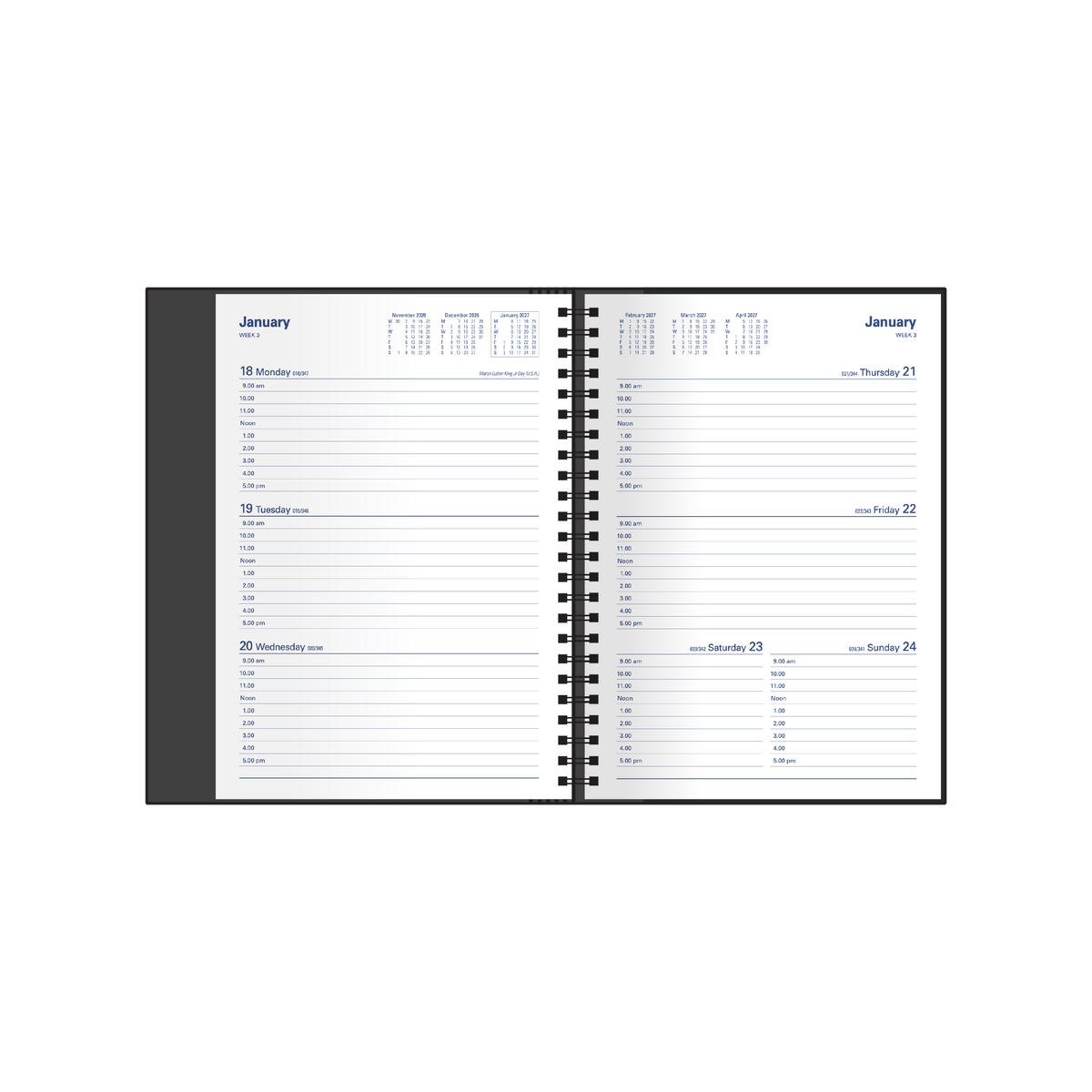 Collins Debden Associate 2027 Diary (A5, Week to View) - Black - view 3