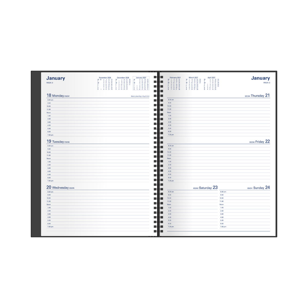 Collins Debden Associate 2027 Appointment Diary (A4, Week to View, Hourly Appointments) - Black - view 4