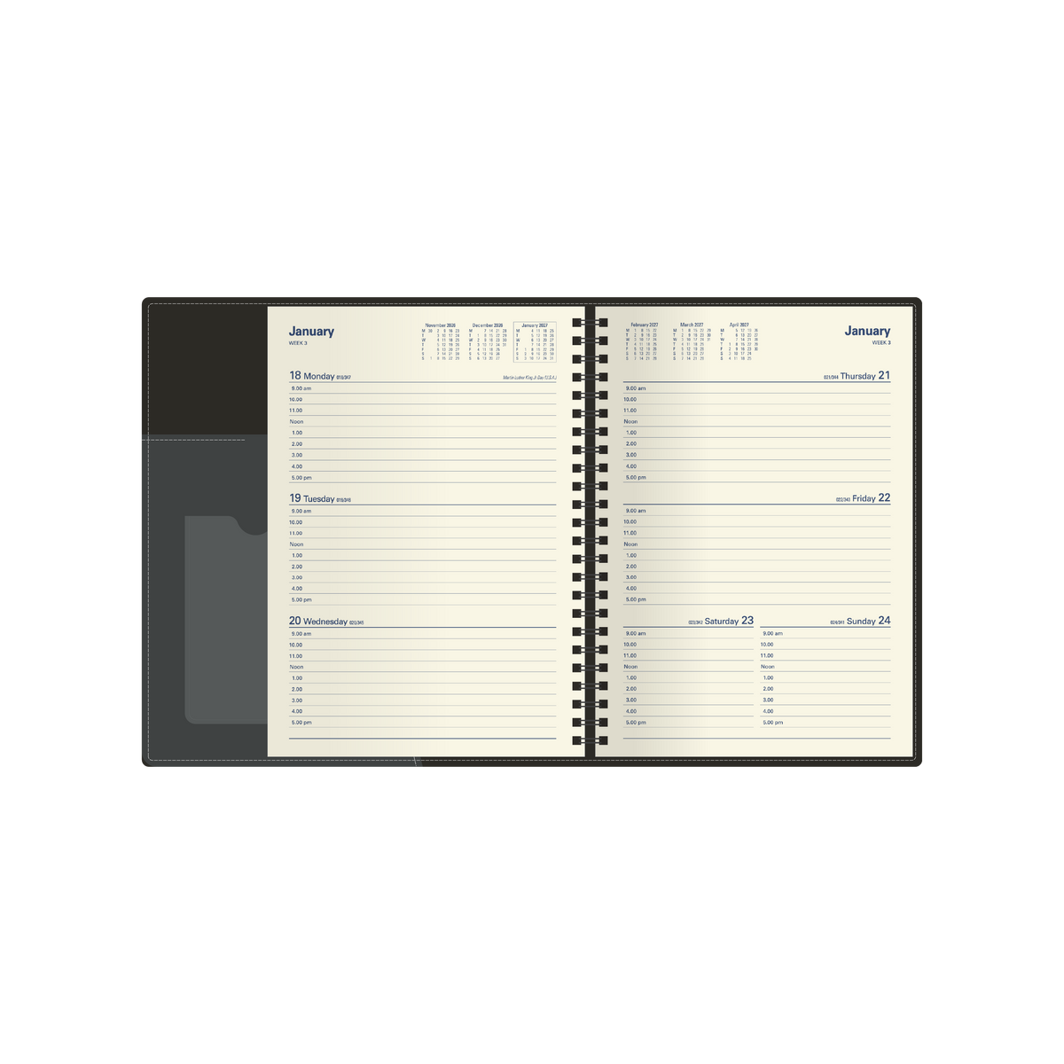 Collins Debden Associate II 2027 Diary (A5, Week to View) - Black - view 4