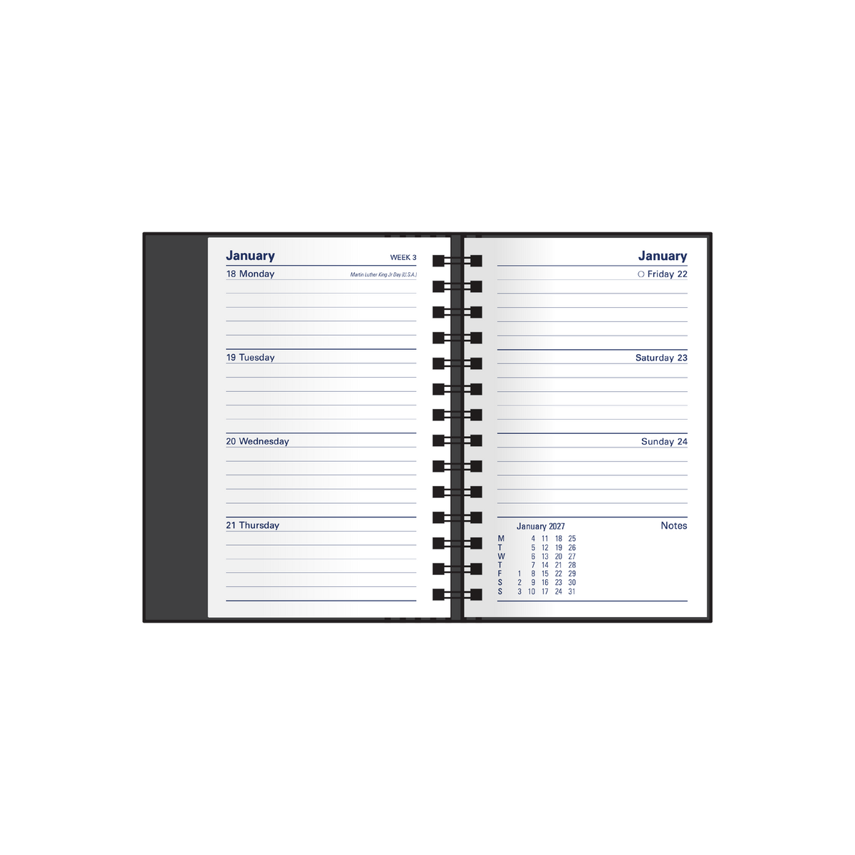 Collins Debden Associate 2027 Pocket Diary (B7R, Week to View) - Black - view 4