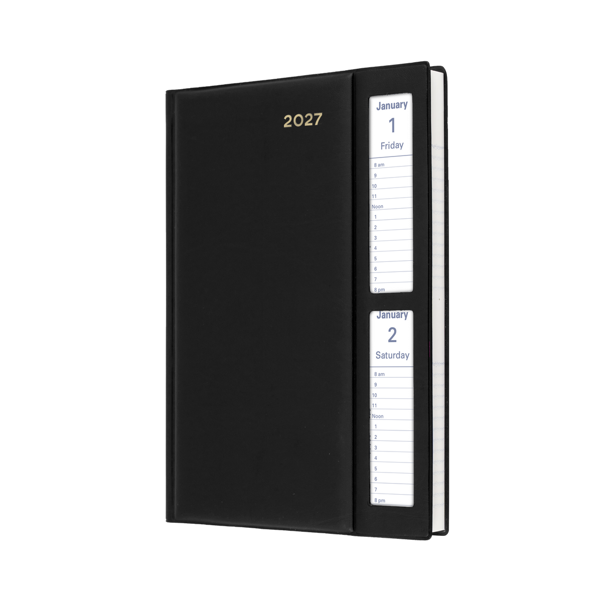Collins Belmont 2027 Diary (A5, 2 Days to a Page, Window Face) - Black