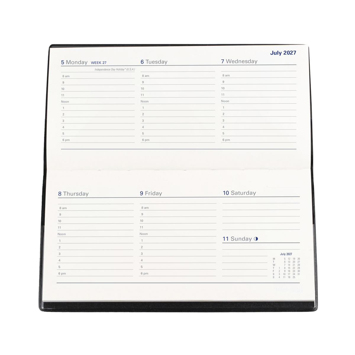 Collins Belmont 2027 Diary (B6/7, Week to View, Slimline, Landscape) - Black - view 4