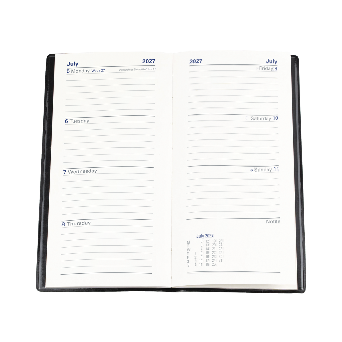 Collins Belmont 2027 Diary (B6/7, Week to View, Slimline, Portrait) - Black - view 4