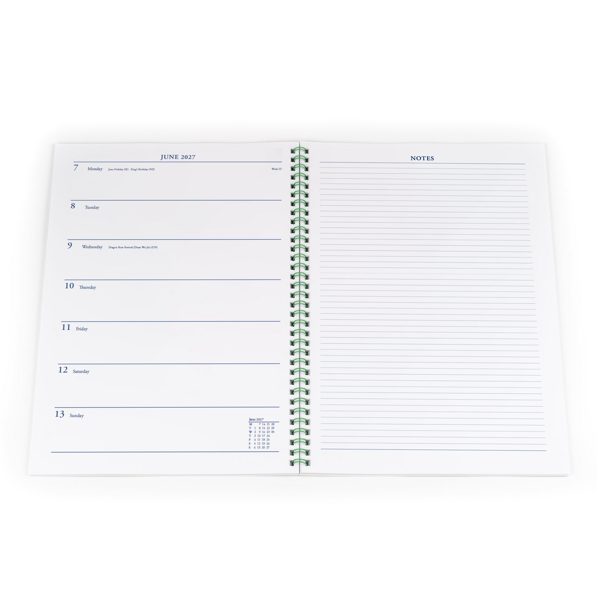 Collins Colplan 2027 Diary (A4, Week to View, with Notes) - Green