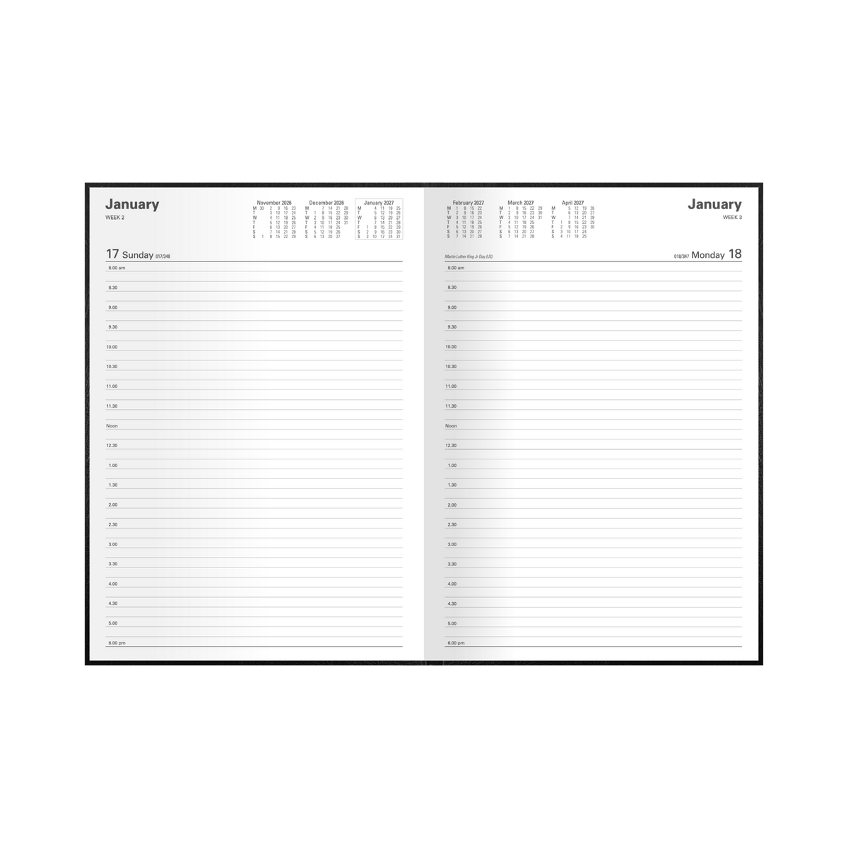 Collins Debden Kyoto 2027 Diary (A4, Day to a Page) - Black - view 4