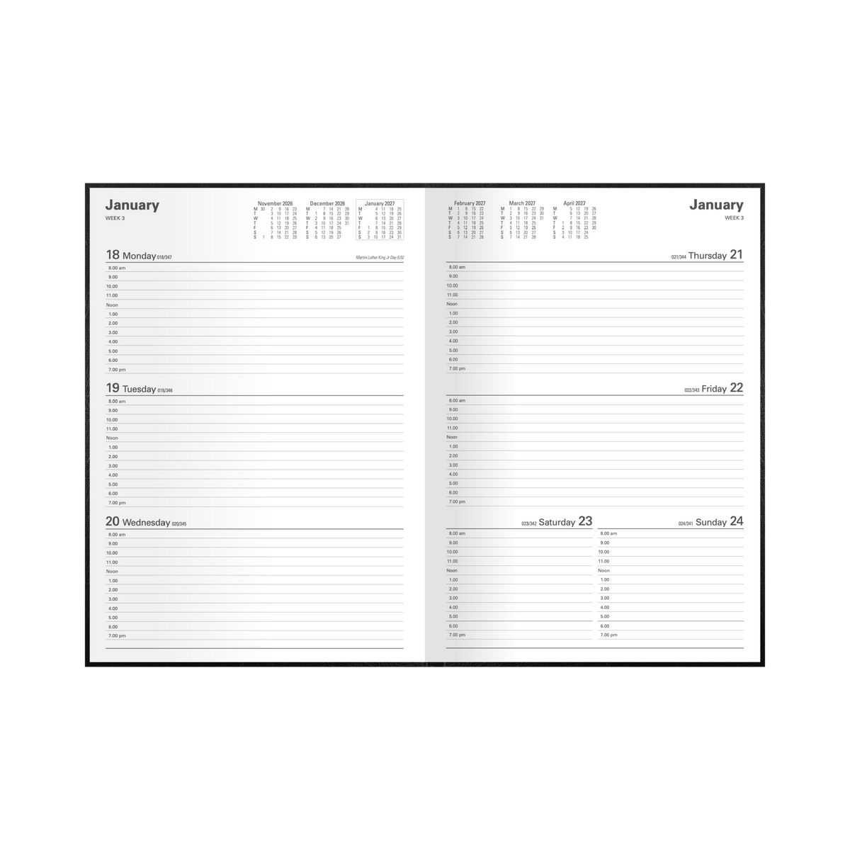 Collins Debden Kyoto 2027 Diary (A4, Week to View) - Black - view 4
