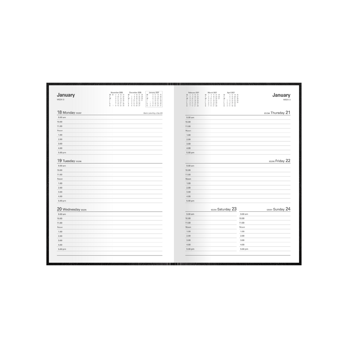 Collins Debden Kyoto 2027 Diary (A5, Week to View) - Black - view 4
