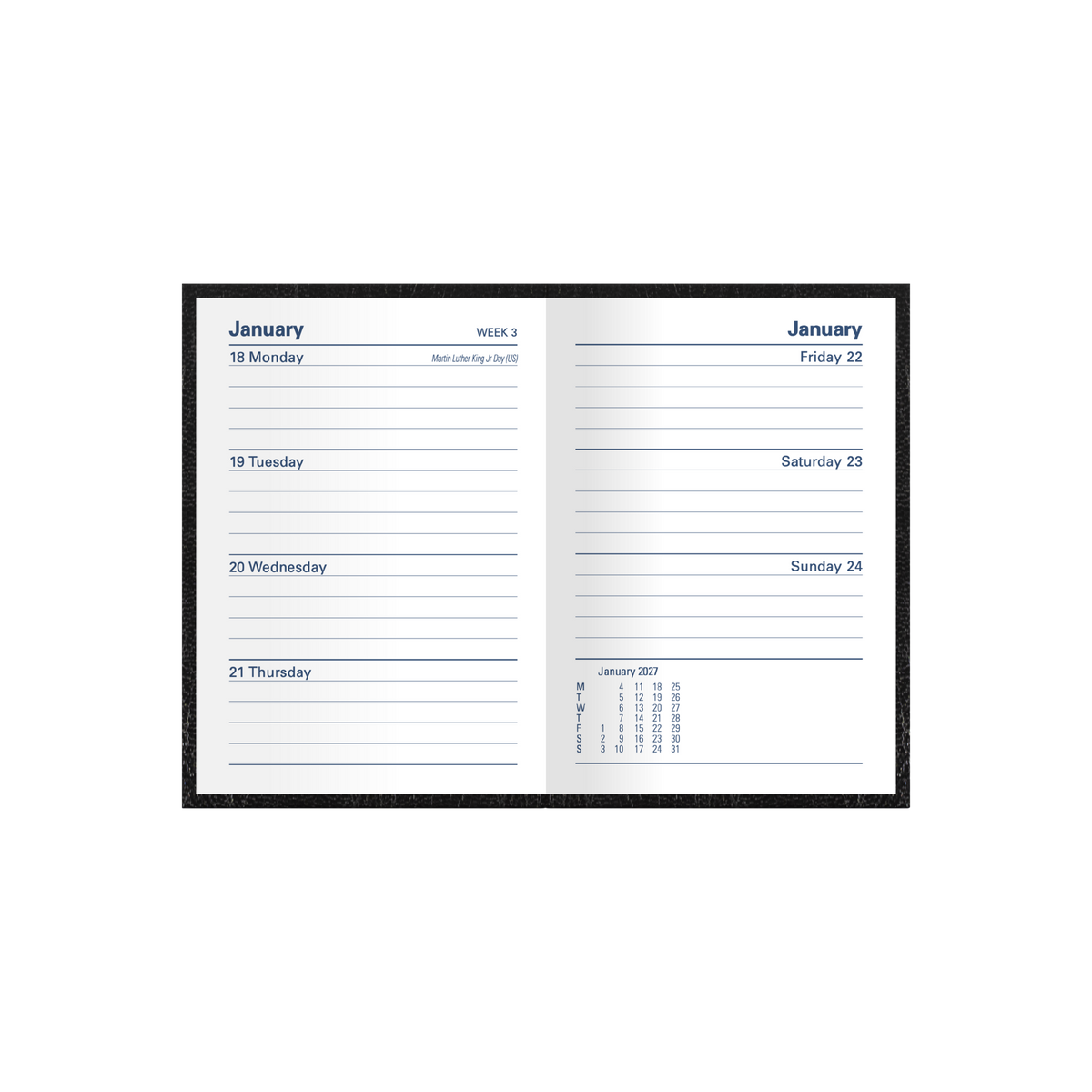 Collins Debden Kyoto 2027 Pocket Diary (A7, Week to View) - Black - view 4