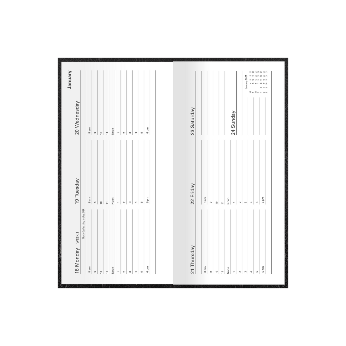 Collins Debden Kyoto 2027 Diary (B6/7, Week to View) - Black - view 4