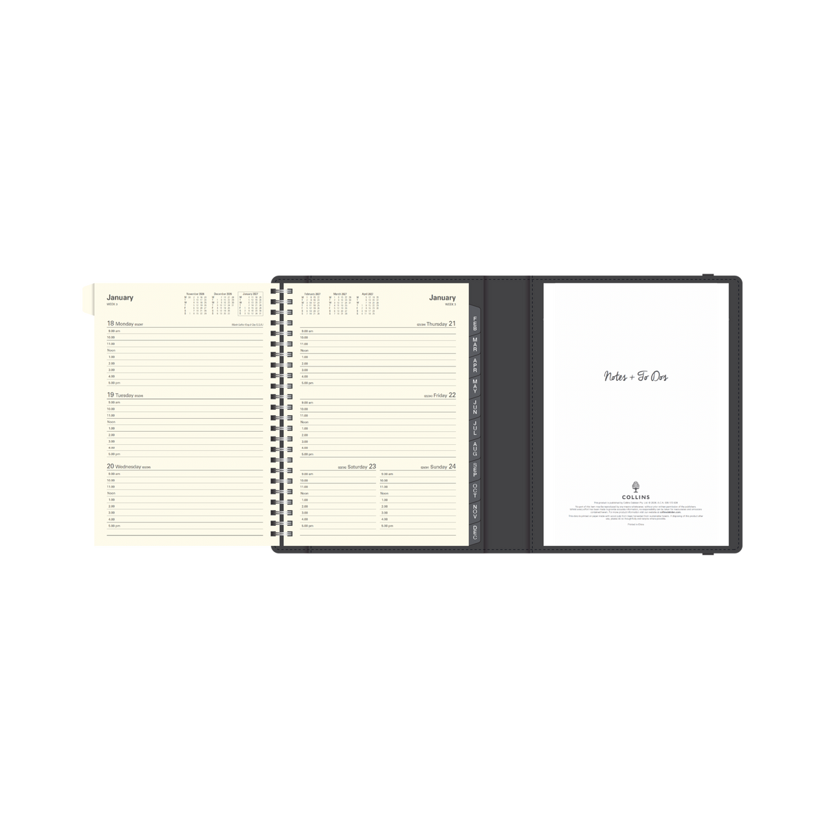 Collins Plan + Note Pro 2027 Diary (A5, Week to View) - Charcoal - view 4