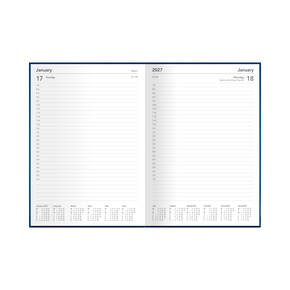 Collins Debden Silhouette 2027 Diary (A4, Day to a Page) - Navy - view 4