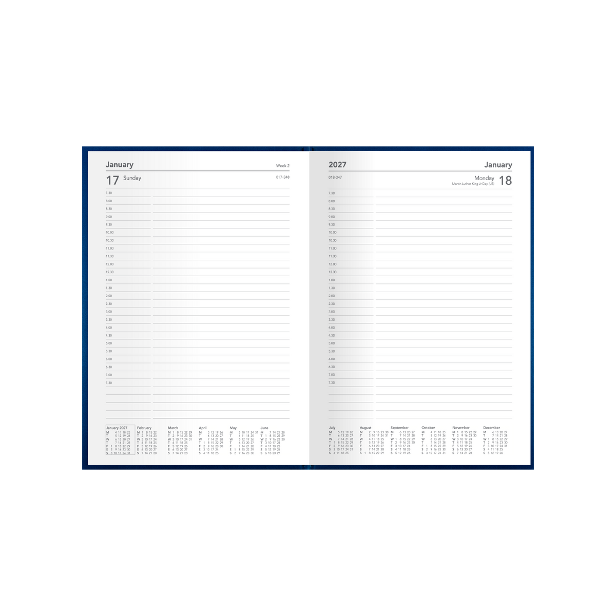 Collins Debden Silhouette 2027 Diary (A5, Day to a Page) - Navy - view 4