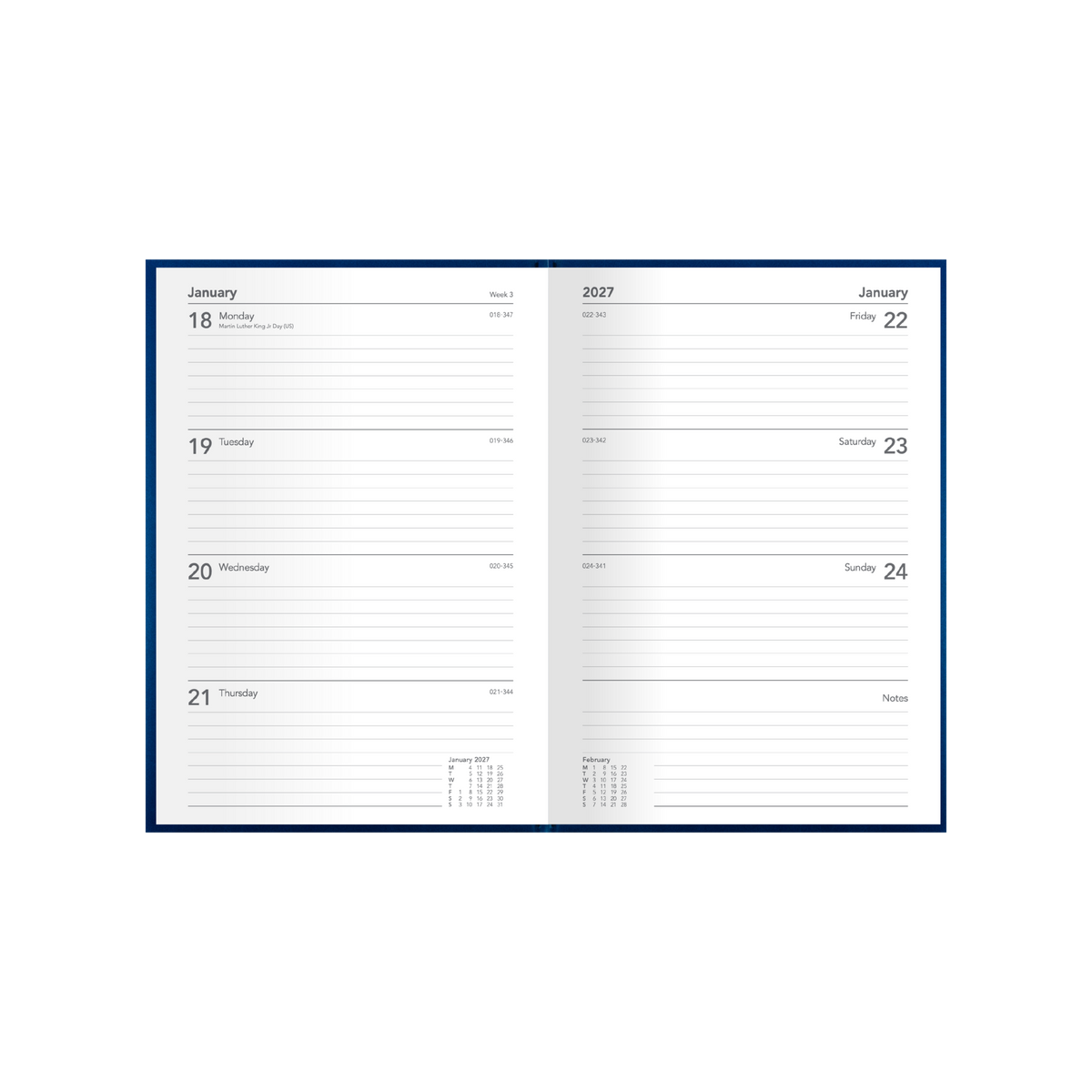 Collins Debden Silhouette 2027 Diary (A5, Week to View) - Navy - view 4