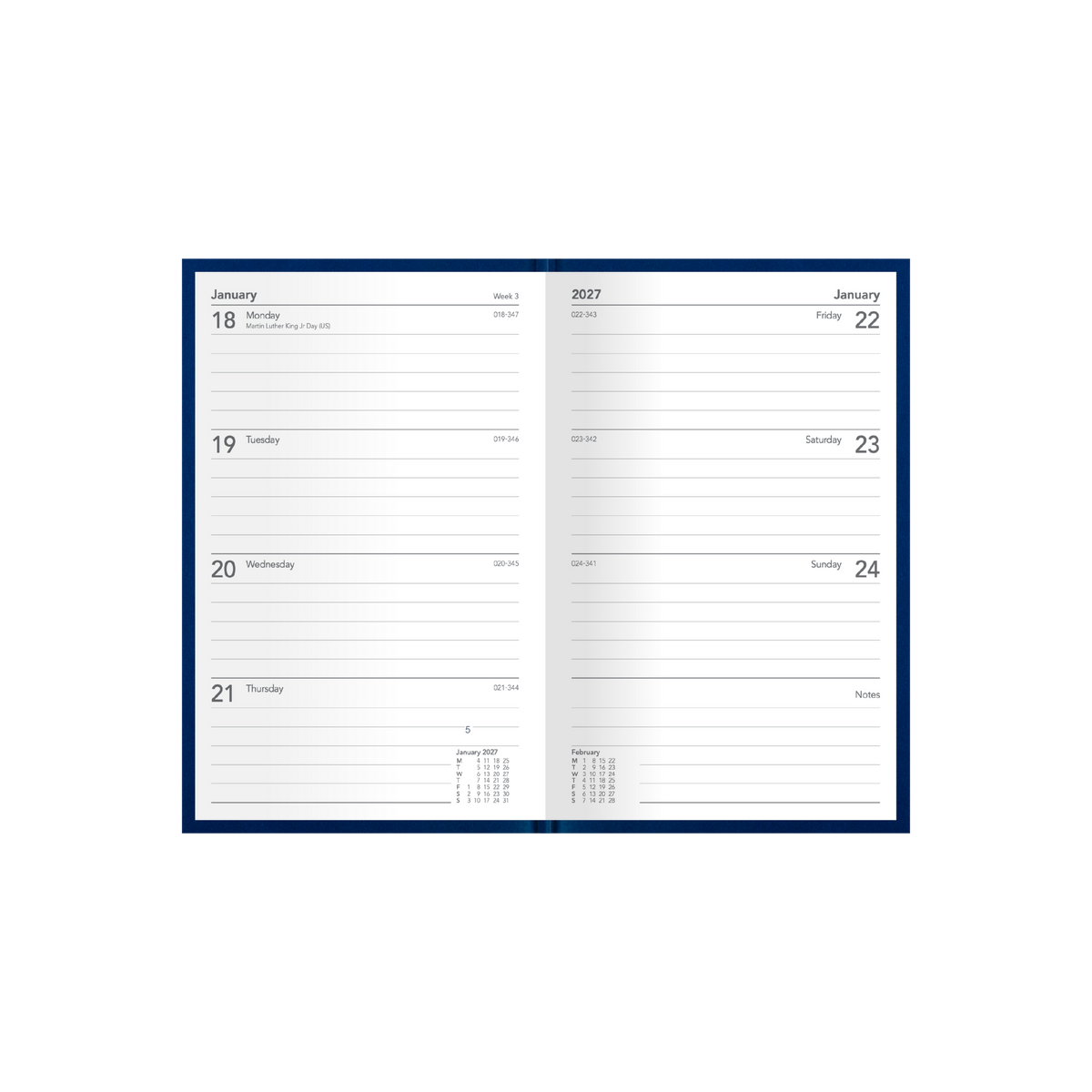 Collins Debden Silhouette 2027 Pocket Diary (B7R, Week to View) - Navy - view 4